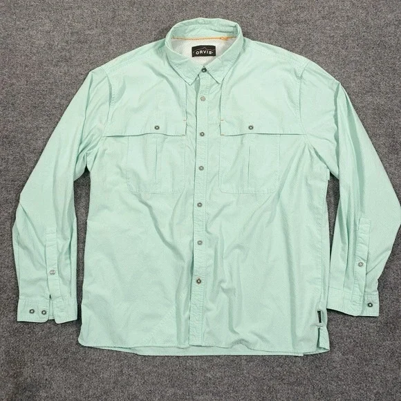 Orvis Shirt Men XL Open Air Caster UPF Vented Fishing Performance Seersucker - Picture 2 of 15